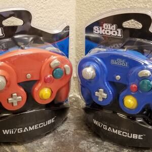 2 Gamecube Controllers - Red & Blue (NEW) - Nintendo - Old Skool